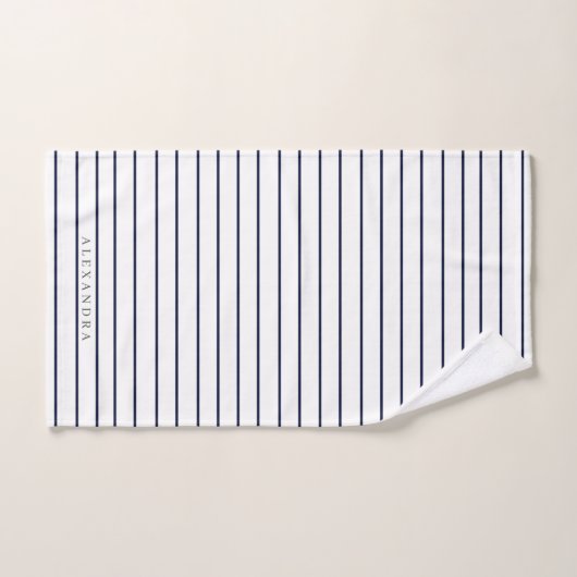 La marine et la flore blush | Nom et monogramme (Serviette à main)