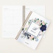 La marine et la flore blush | Nom et monogramme (Devant avec enveloppe)