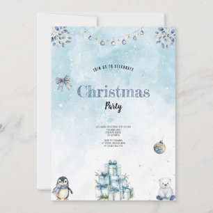 la meilleure invitation de Noël bleue et blanche