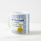 La meilleure tasse de certificat de l'entraîneur (Devant gauche)