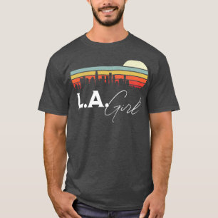 LA Meisje Retro Sunset City Skyline Souvenir T-shirt