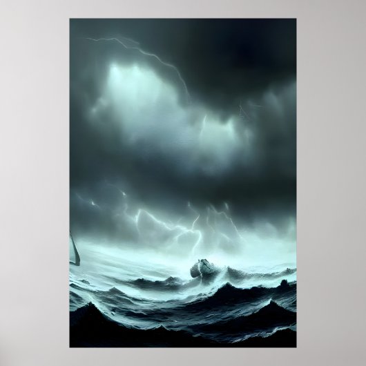 La mer orageuse | AI Art Poster (Devant)