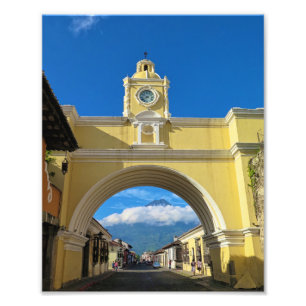 La Merced Arch met vulkaan Foto Afdruk