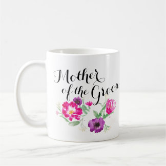 La mère de l'aquarelle de marié fleurit la tasse