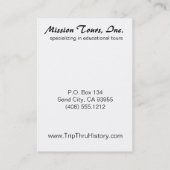 La mission voyage le carte de visite (Dos)