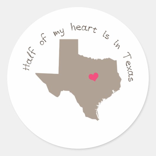 La Moitié De Mon Coeur Est Au Texas Sticker (Devant)