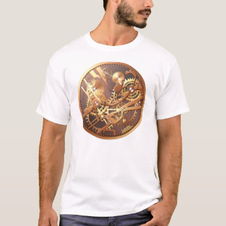 la montre de steampunk embraye le T-shirt
