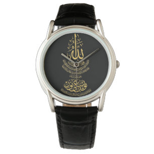La montre en cuir noire classique des hommes avec