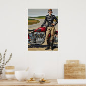LA MOTOCYCLISTE (De Motorrijder) Poster (Keuken)