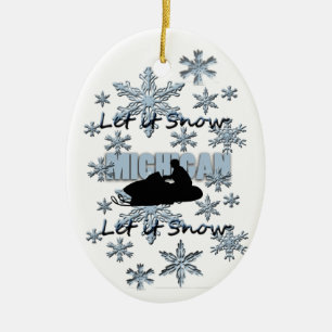 La motoneige, neige et ornement de Noël au Michiga