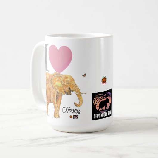 La mug classique. J'Aime Nosey. (Devant gauche)