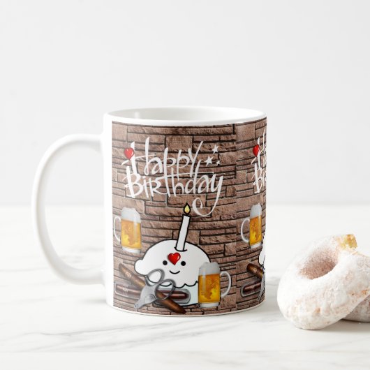 La Mug de bière joyeuse Anniversaire Mug (Avec donut)