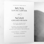 La Muna | Invitation à un mariage triplé noir et b (Intérieur en premier)
