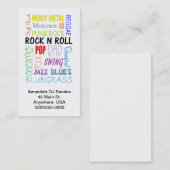 La musique dactylographie des cartes de visite (Devant / Derrière)