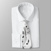 La musique note la cravate noire et blanche (Attaché)