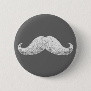 La Mustache (Donker) Ronde Button 5,7 Cm