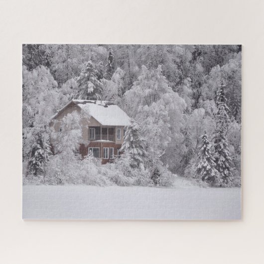 La neige de cabine d'hiver a couvert le puzzle de (Horizontal)