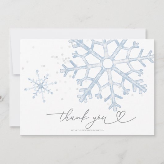 La neige en amour Carte de remerciements de Fête d (Devant)