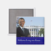 La nouvelle maison d'Obama - le aimant Carré (Recto/Verso)