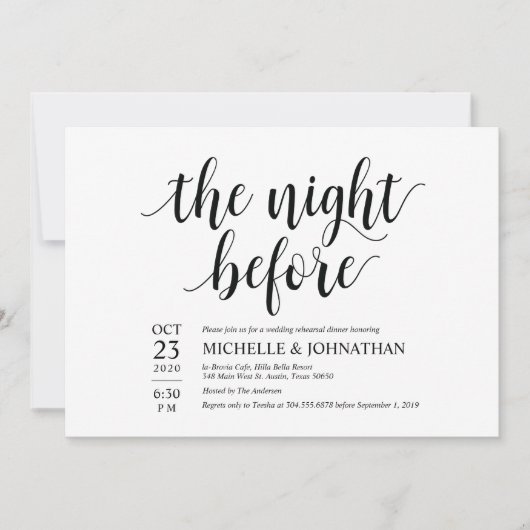 La nuit avant d'épouser des invitations de dîner (Devant)