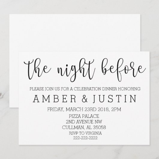 La Nuit avant| Invitation (Devant / Derrière)