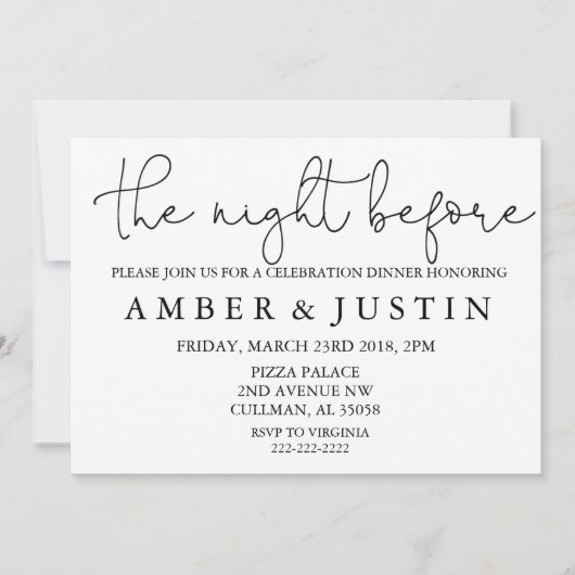 La nuit avant invitation de | (Devant)