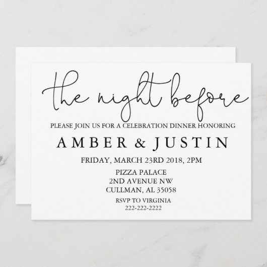 La nuit avant invitation de | (Devant / Derrière)