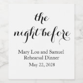 La Nuit Avant Le Dîner De Répétition Étiquette De  (Étiquettes simples)