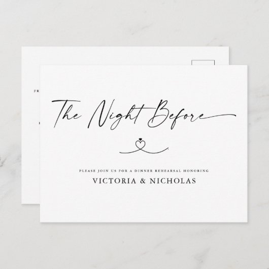 La Nuit Avant Le Dîner De Répétition Invitation (Devant / Derrière)