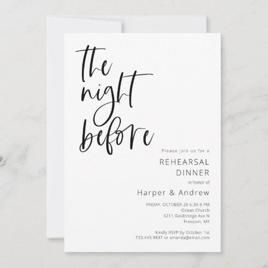 La Nuit Avant Le Dîner De Répétition Invitation (Devant)