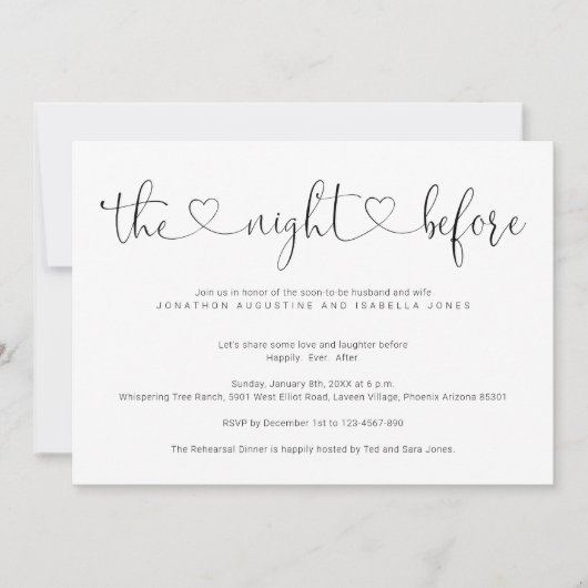 La Nuit Avant Le Dîner De Répétition Invitation (Devant)