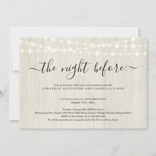 La Nuit Avant Le Dîner De Répétition Invitation (Devant)