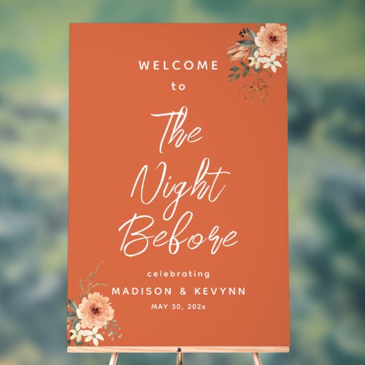 La nuit avant Terracotta Floral Mariage d'accueil (Neutre)