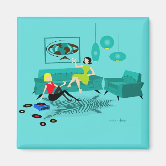 La nuit de la fille rétro dans le aimant Carré (Devant)