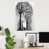 La nuit et les arbres | AI Art Poster (Bureau à domicile)