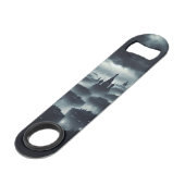 La nuit noire ville Steel Bottle Opener (Devant angulaire)
