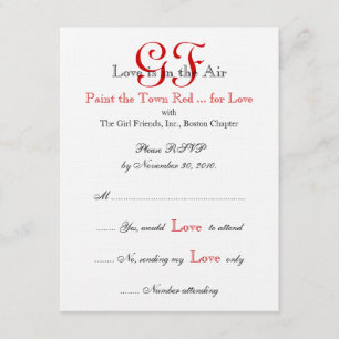 La nuit RSVP d'amie carde le rouge