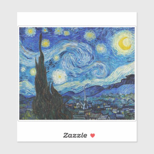 "LA NUIT STARRY" DE VINCENT VAN GOGH ART STICKER (Feuille)