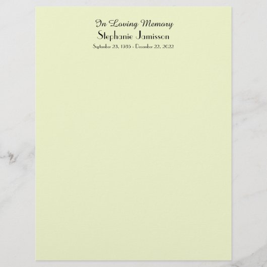 La page commémorative de remplisseur de livre, (Devant)