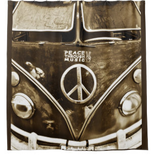 La paix par la musique Hippie rideau de douche Mic
