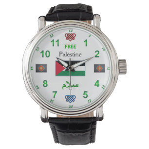La Palestine libre - montre : Cuir vintage noir