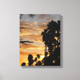 LA Palm Tree Sunset Wrapped Canvas Afdruk
