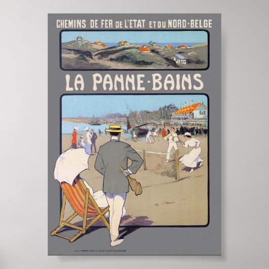 La Panne-Bains Vintage Poster 1912 (Voorkant)