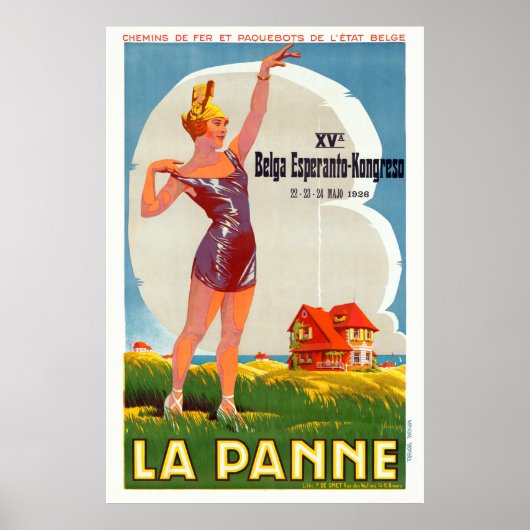 La Panne Belgium Vintage Poster 1926 (Voorkant)