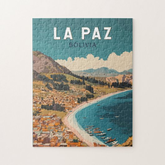 La Paz Bolivia Illustratie Reizen Art Vintage Legpuzzel (Verticaal)