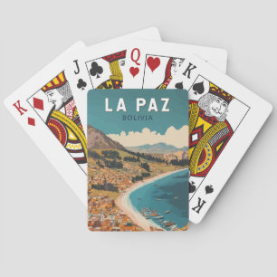 La Paz Bolivia Illustratie Reizen Art Vintage Pokerkaarten