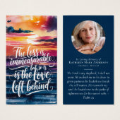 La perte est une carte de prière commémorative du  (Devant & derrière)