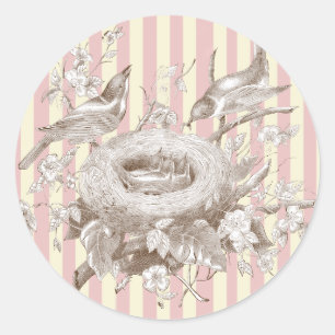 La Petite Famille over roze en roomachtergrond Ronde Sticker