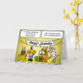 La petite fille avec le chien Parents la carte (Fleur jaune)