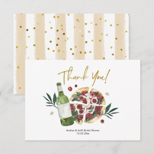 La pizza et la Carte de remerciements de bière par (Devant / Derrière)